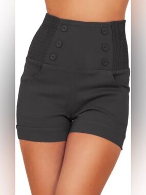 LIKE NEW SIZE S High-Waist Button Front Black Women's Shorts